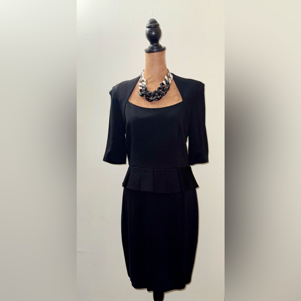 Cynthia Steffe Black peplum dress fully lined size 8